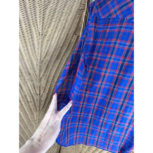 Vintage wrangler distressed brush popper snap button shirt - Picture 9 of 12